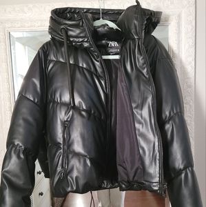Zara faux leather puffer jacket